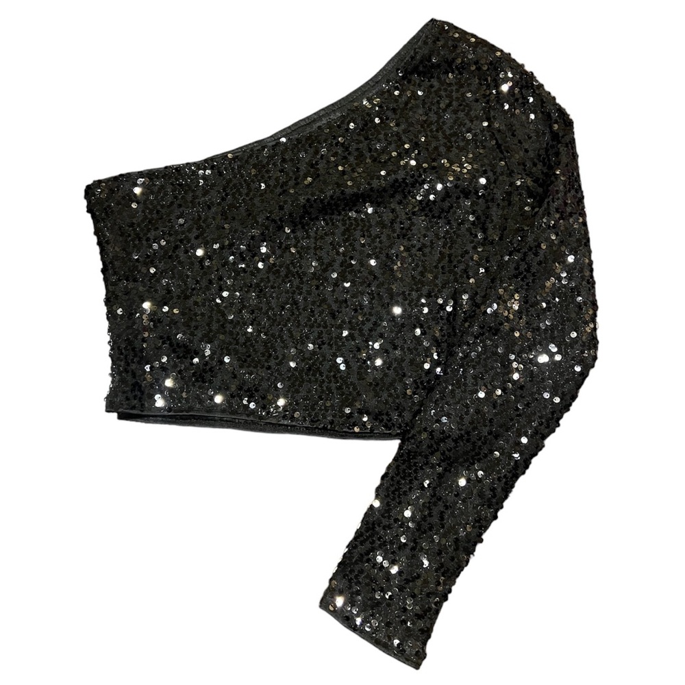 Black Sequence Off the Shoulder shirt